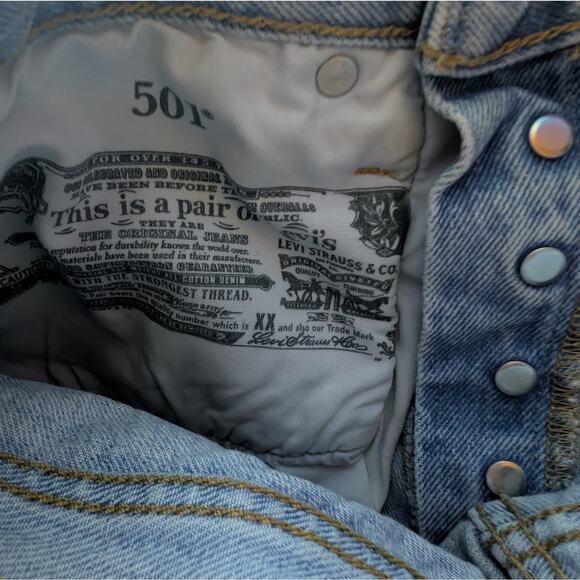 Levi's 501 Light Blue Jean Shorts High Waisted - Picture 6 of 6